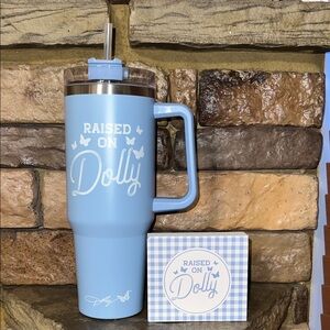 NEW Raised on Dolly Blue 40 oz Tumbler & Little Word Block - to match